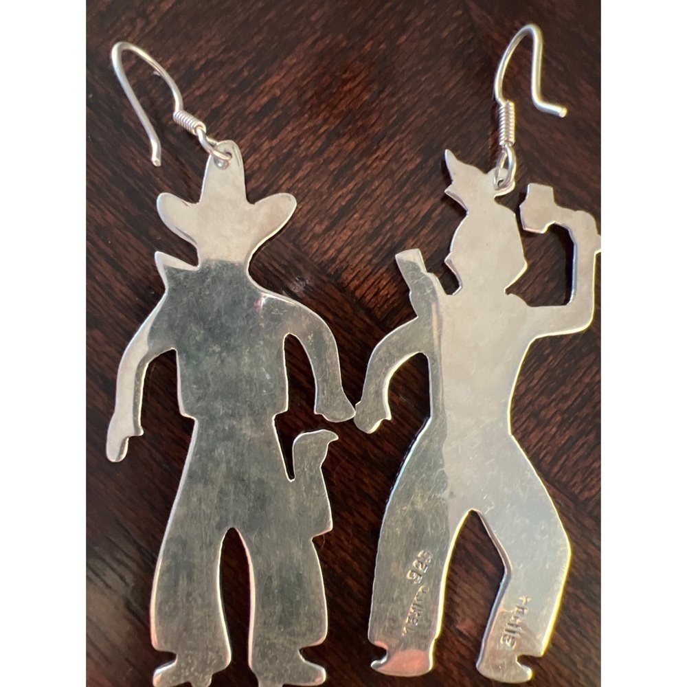 Vintage STERLING SILVER EARRINGS - Picture 2 of 3